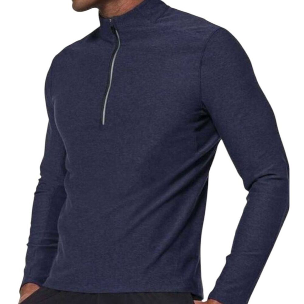 LULULEMON ATHLETICA Surge Warm 1/2 Zip in Heathered Hero Blue/Black Size Large